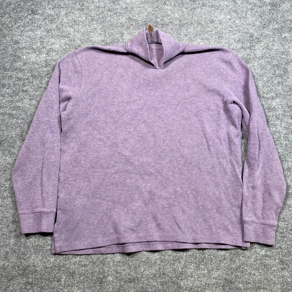 Polo Ralph‎ Lauren Mens Large Purple Quarter Zip Pullover Cotton Knit Sweater L